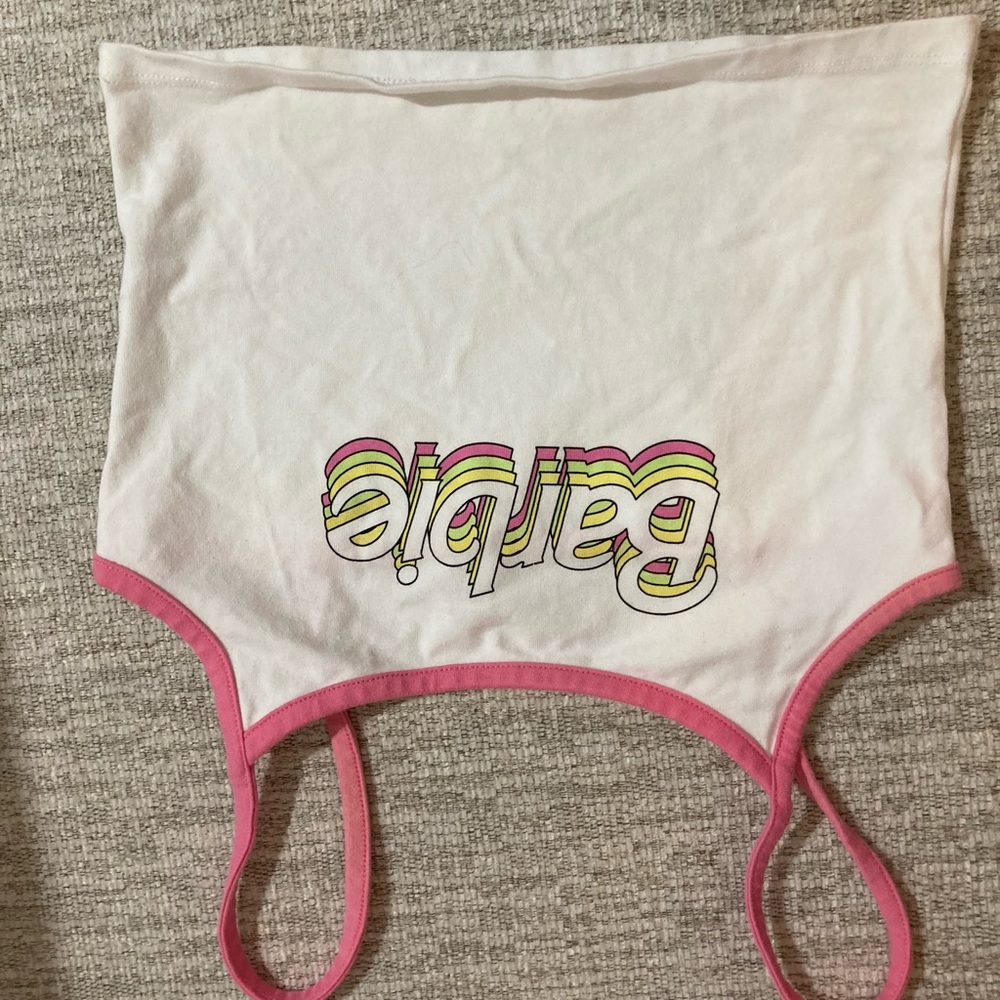 Forever 21 White and Pink Crop Top